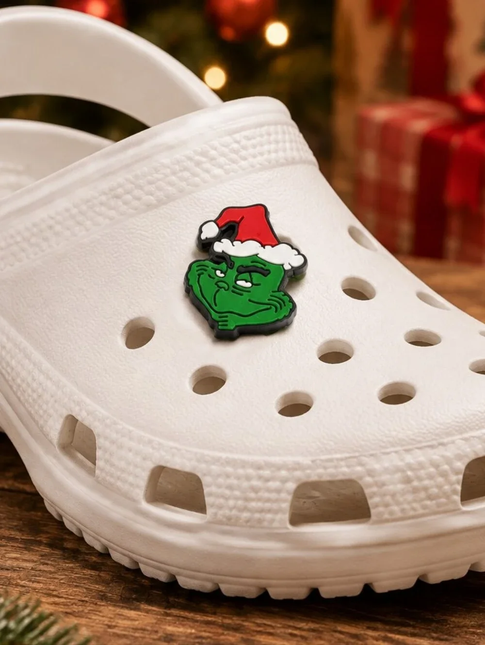 Grinch Santa Hat Croc Shoe Charm Side Eye Christmas Movie Festive Jibbitz Style